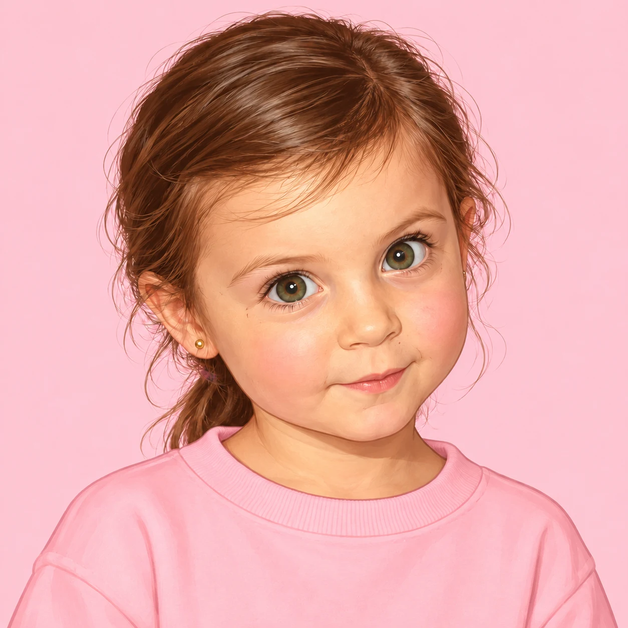 Retrato ilustrado de Anto de chica sin peluca